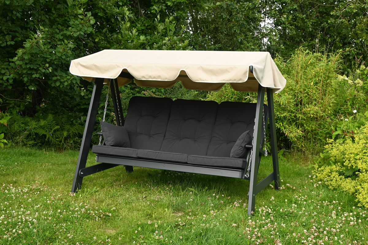 Dalom hammock med tak - orkangrå/jutebeige tak 