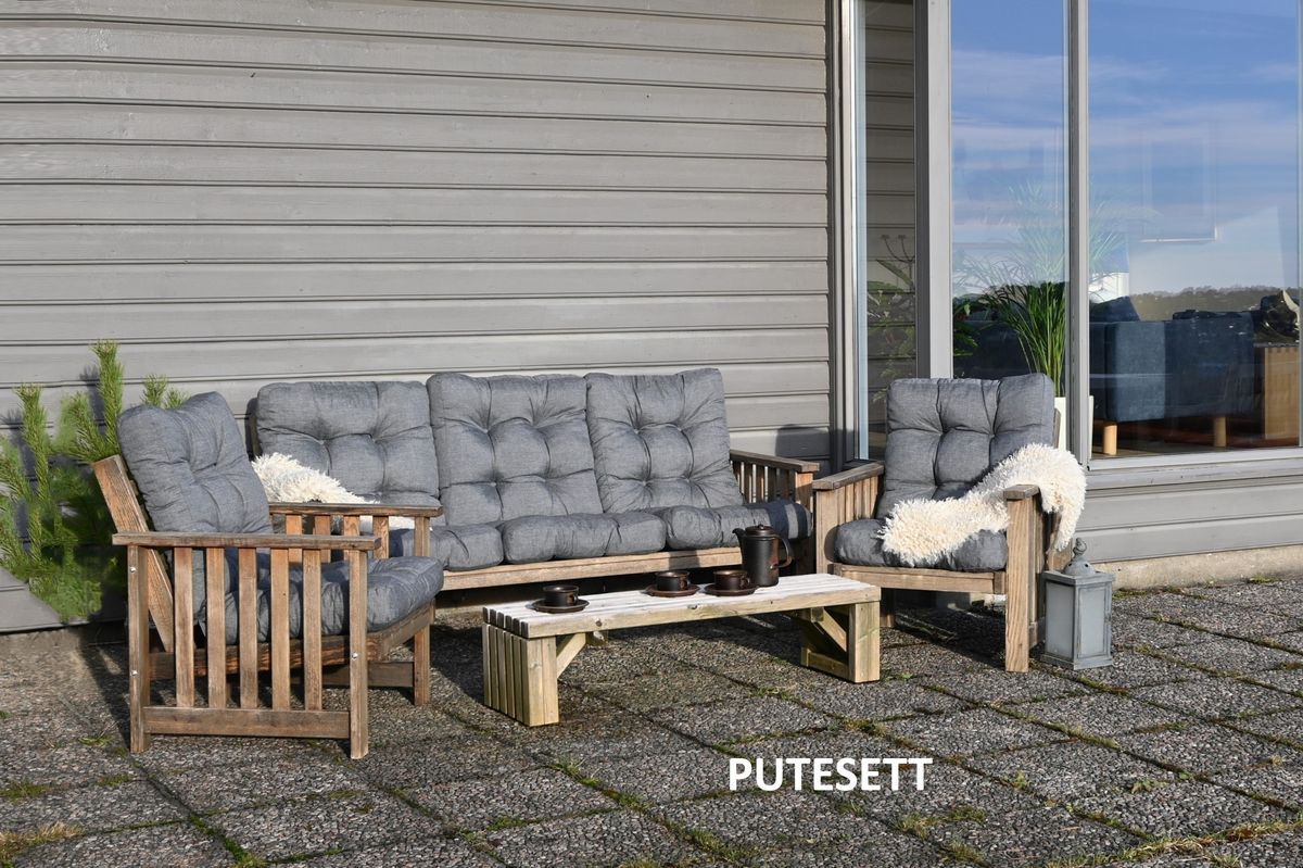 Flock Medium putesett 3+1+1 - design Fibergrå, 5 puter 