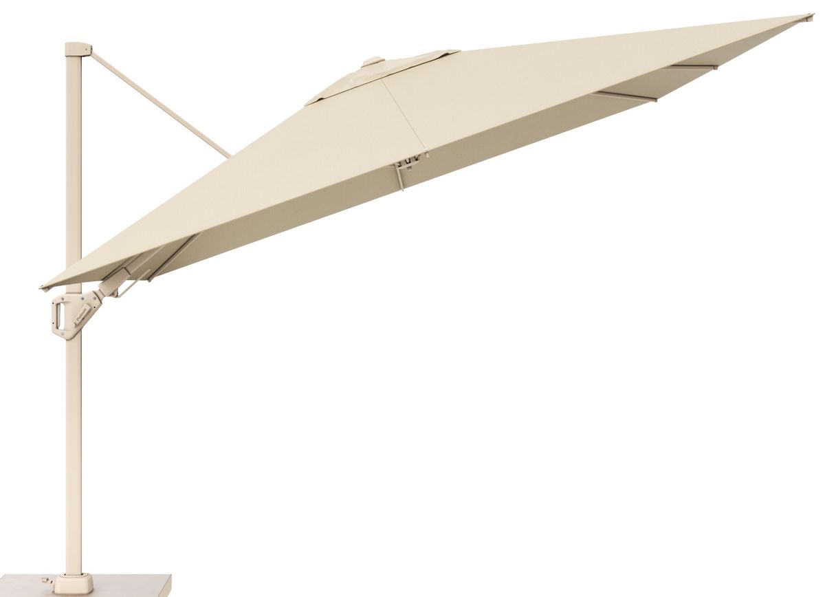 Platinum Challenger T2 Premium hengeparasoll 300x300 cm m/kryssfot - champagne/sandstone