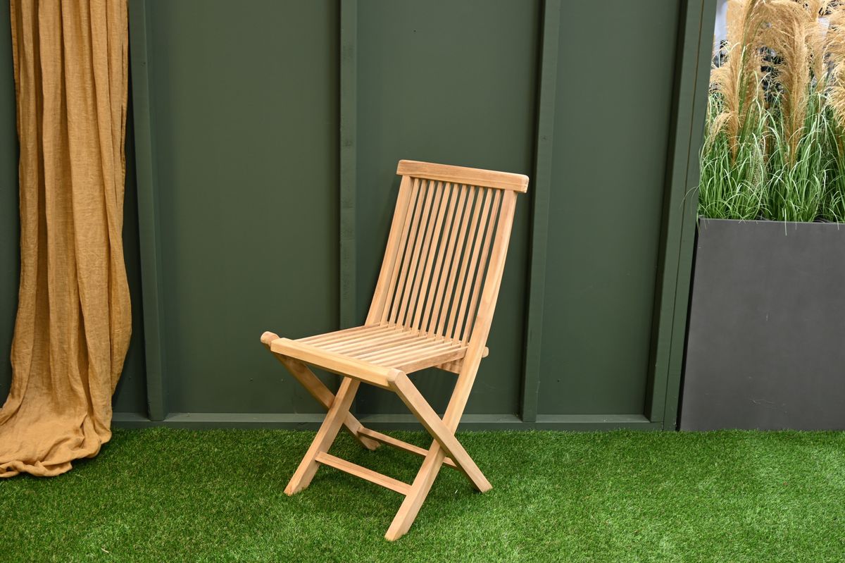 Nova sett 2 klappstoler+bord Ø70 cm - teak