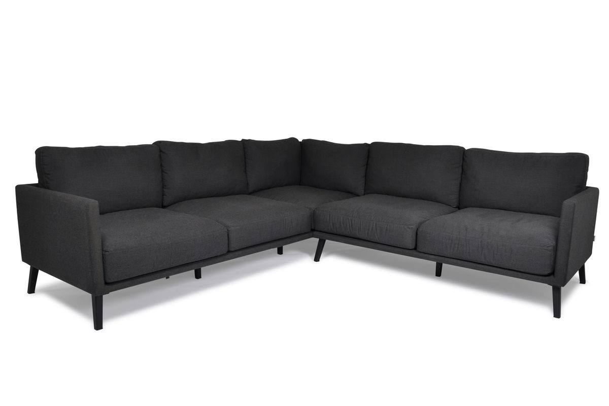 Easy 240 værbestandig hjørnesofa+bordsett - sotgrå/sort