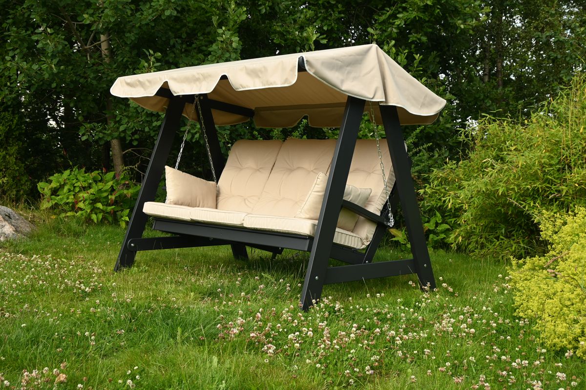 Dalom hammock med tak - orkangrå/jutebeige tak 