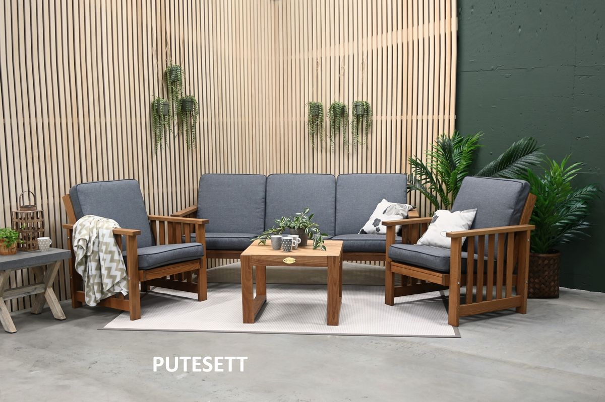 Nymark Medium putesett 3+1+1 - design Fibergrå, 5 puter 