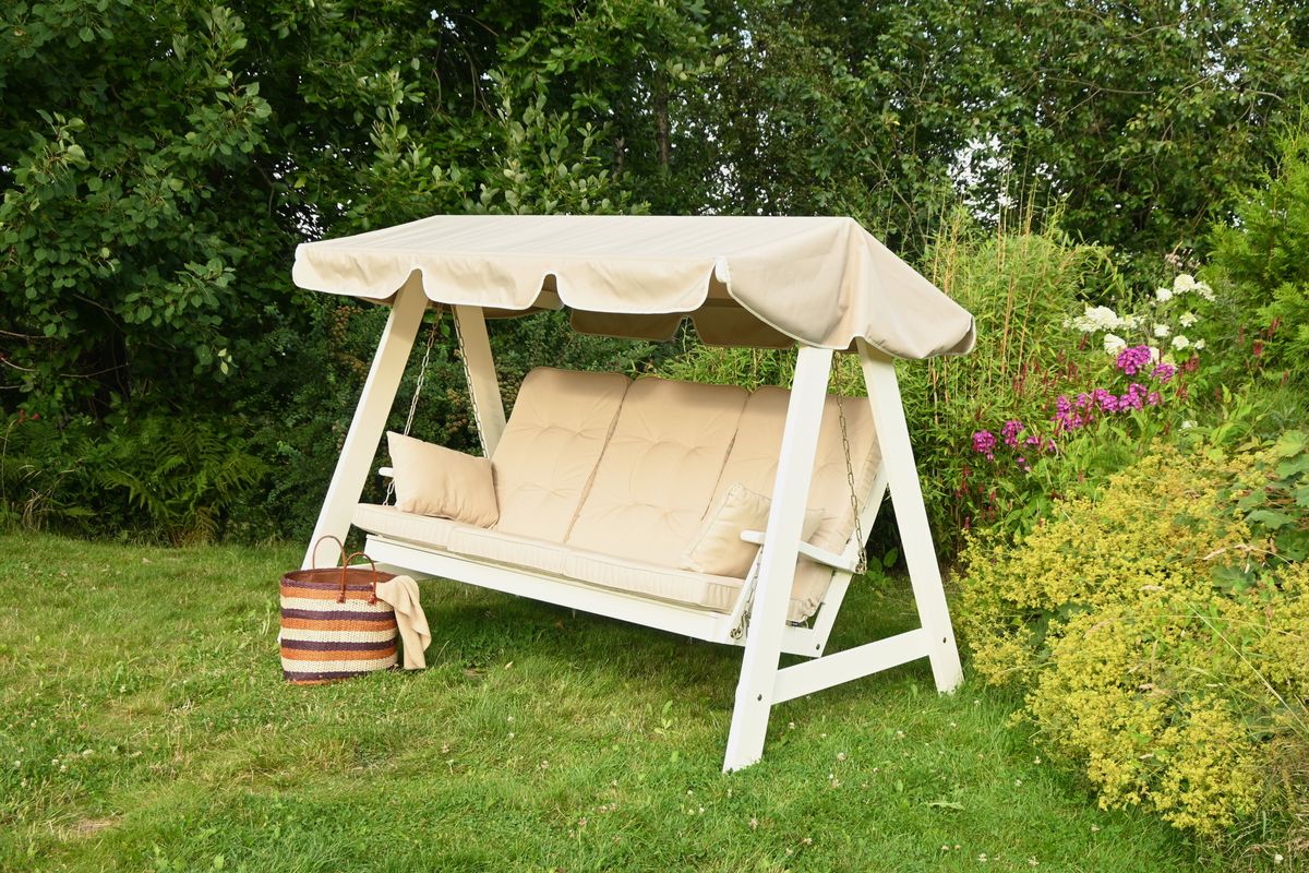 Dalom hammock med tak - hvit/jutebeige tak