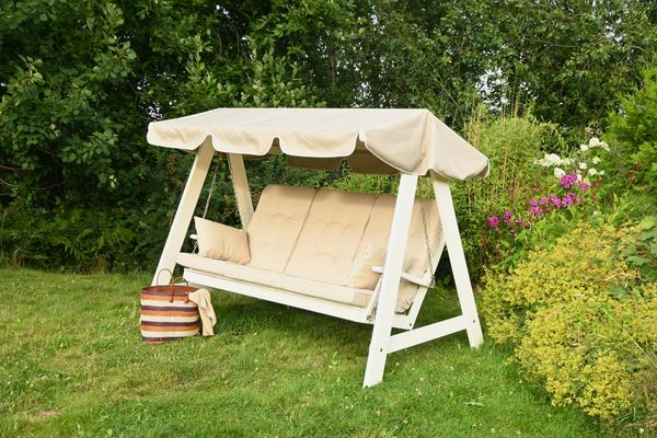 Hovedbilde Dalom hammock med tak - hvit/jutebeige tak