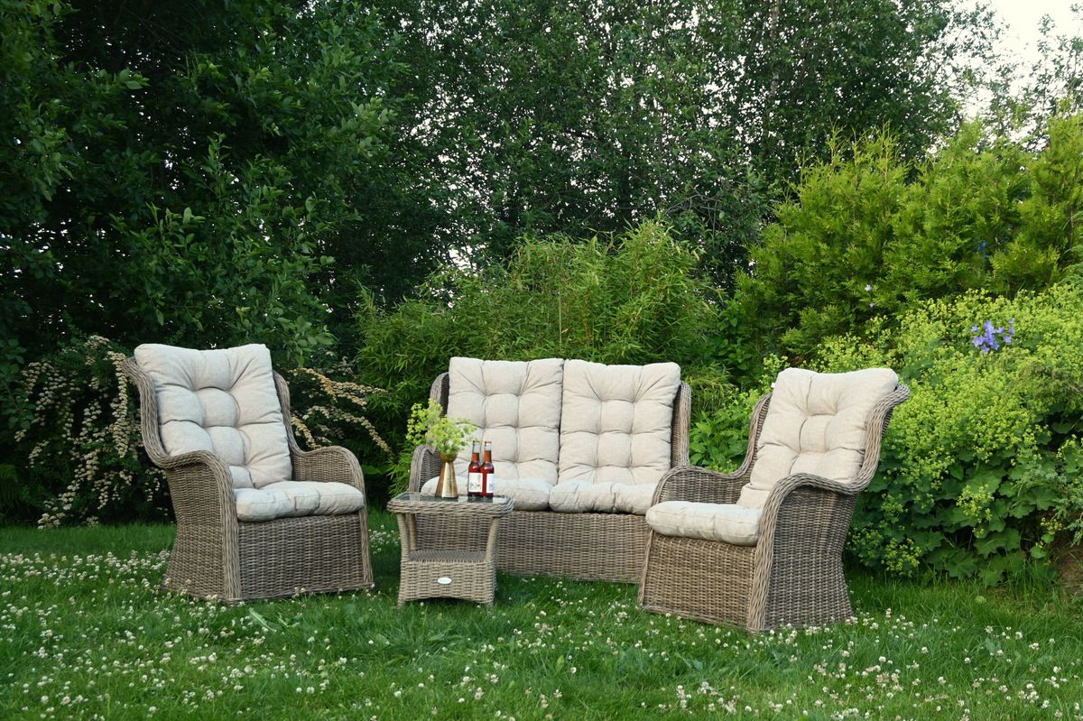 Flock Høy putesett 2+1+1 - design Linbeige, 4 puter