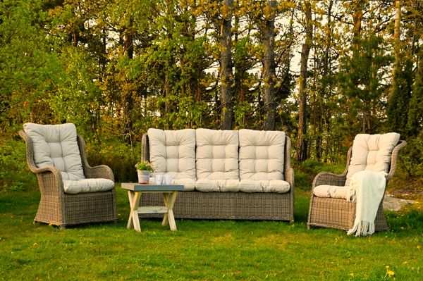 Hovedbilde Flock Høy putesett 3+1+1 - design Linebeige, 5 puter 