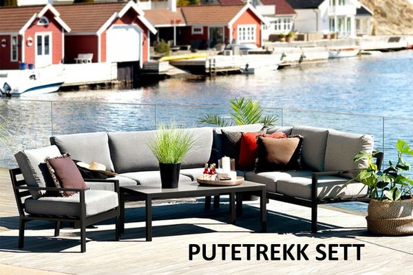 Hovedbilde Kathrine putetrekk sett til hjørnesofa+stol - design Novembergrå, 15 putetrekk