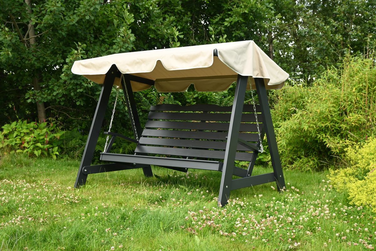 Dalom hammock med tak - orkangrå/jutebeige tak 