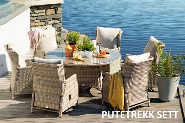 Hovedbilde Helene putetrekk sett til spisegruppe - design Lys kalkbeige, 12 putetrekk