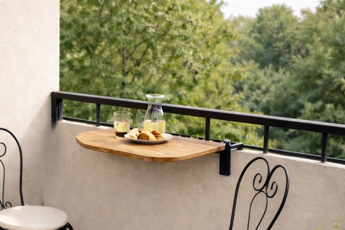 Rekke balkongbord 60x40 cm - sort/teak