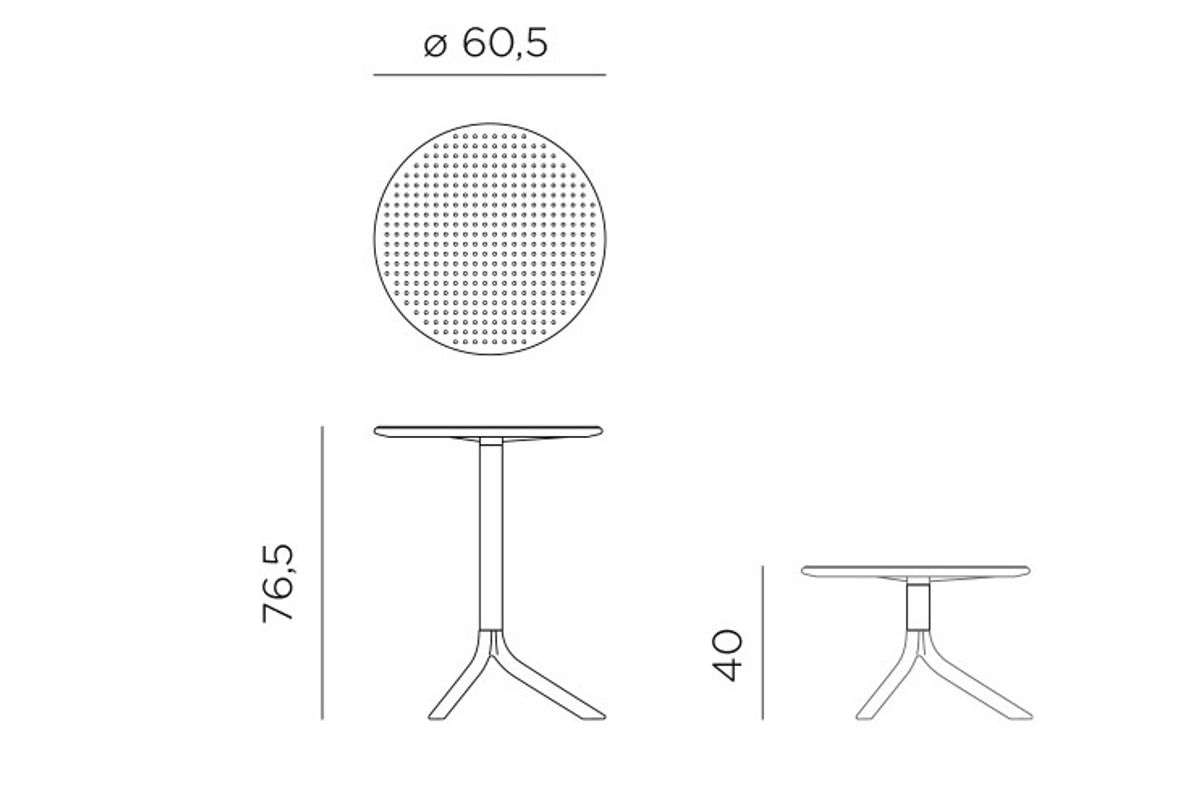  Nardi Bora sett 2 spisestoler+Step bord Ø60 cm - antrasittgrå