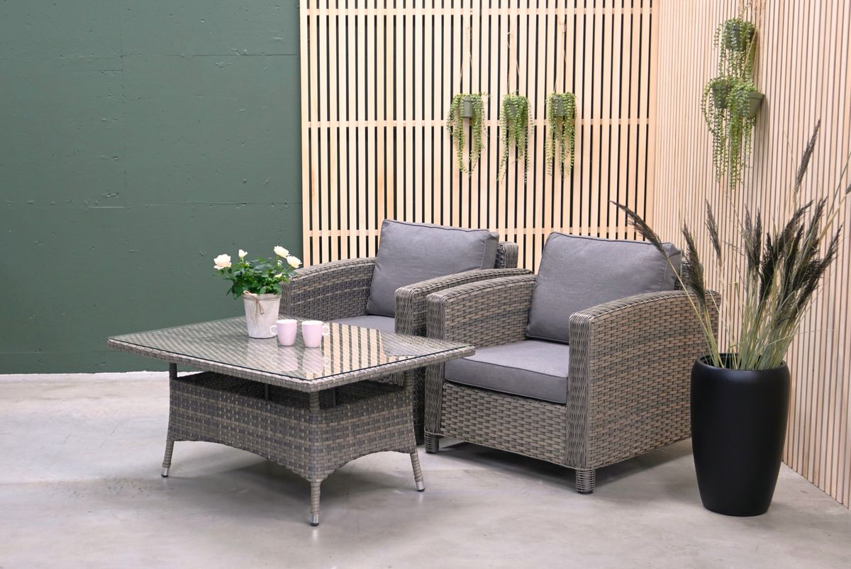 Malaga stol m/puter - gråbeige/vitrolgrå