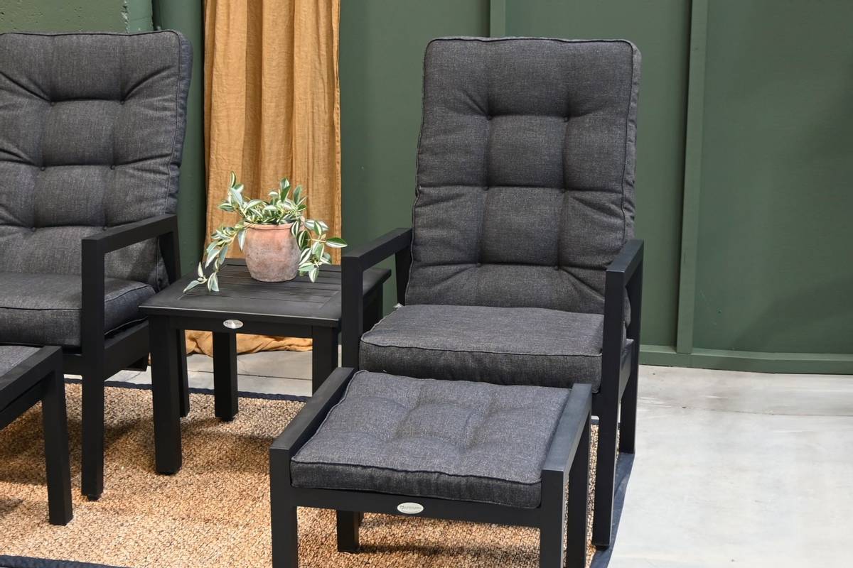 Support Alu putesett til hvilestolsett - design Melangesort, 4 puter 