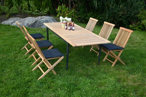 Hovedbilde Skagen sett 6 klappstoler+uttrekksbord - teak