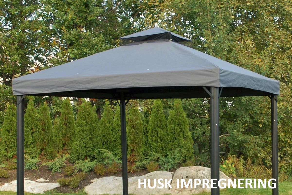 Oxford tak m/ topphatt til 3x3 m paviljong - mørk grå